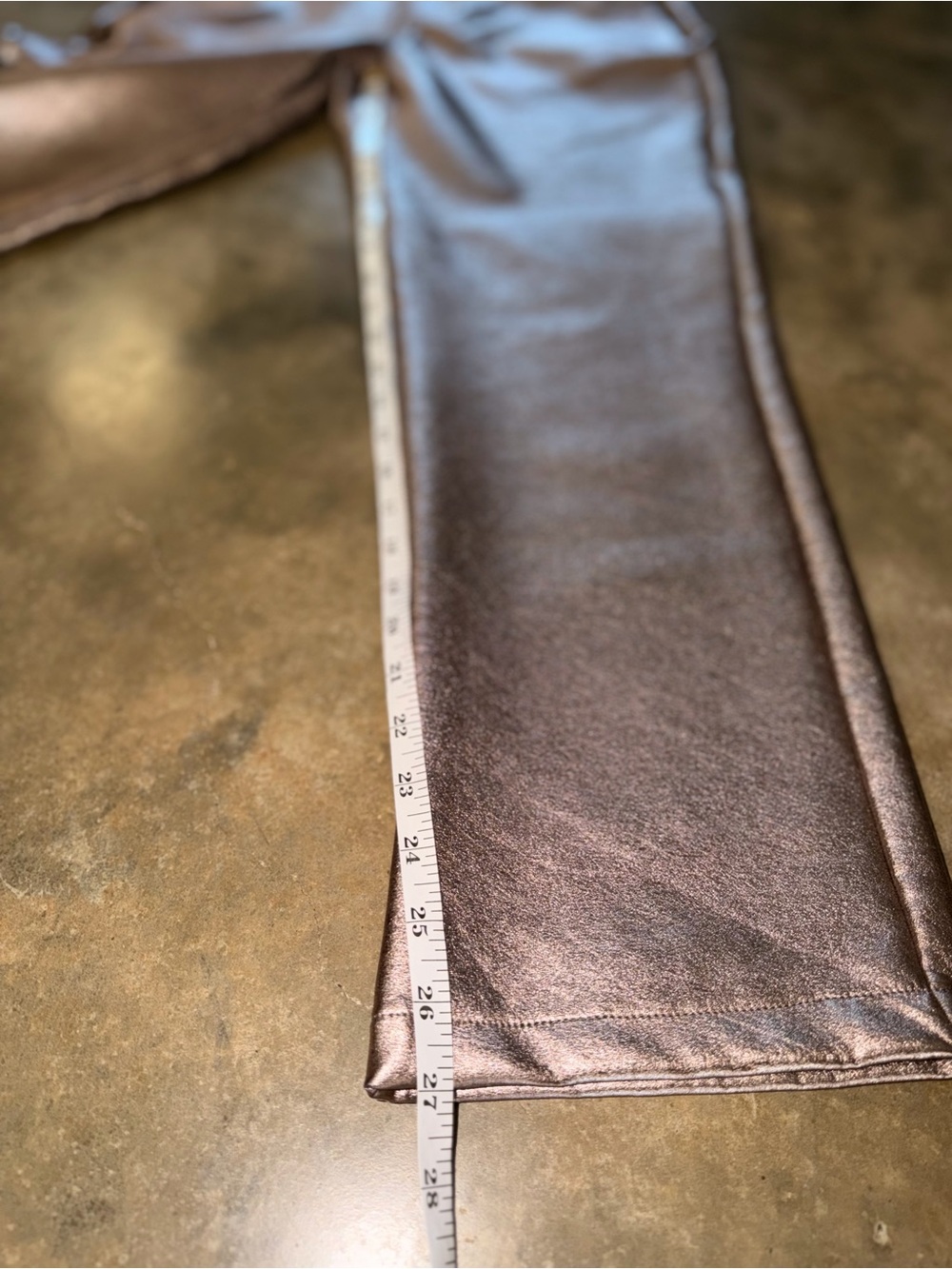 NWT Pretty Garbage Metallic Faux Leather Straight Leg Pants Rose Bronze S - Picture 6 of 12
